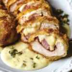 Chicken Cordon Bleu with Swiss Cheese Sauce is delicious.