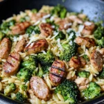 Chicken Sausage, Broccoli, and Orzo Skillet