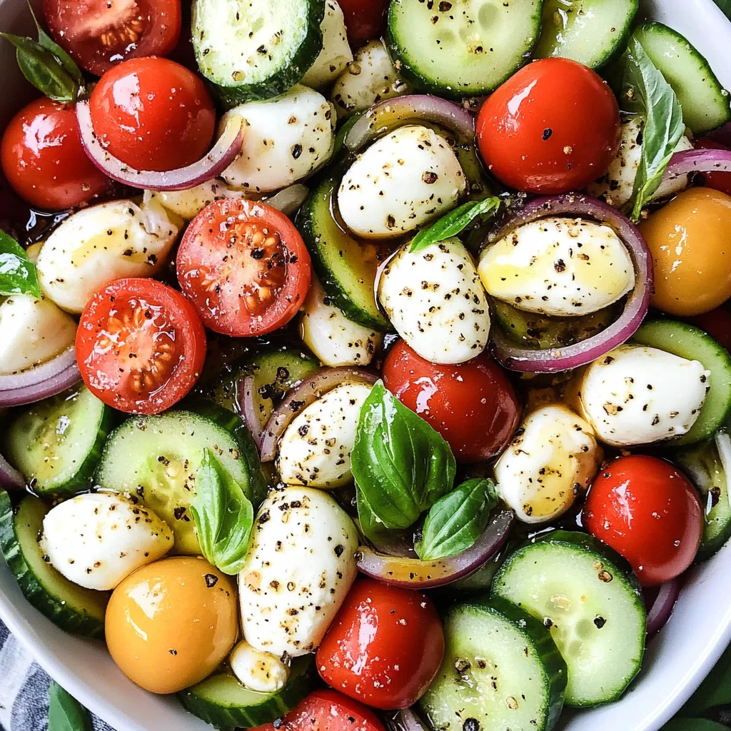 Fresh Cucumber Caprese Salad