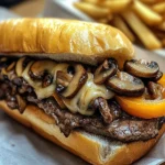 Philly Cheese Steak Sandwich with Mushrooms