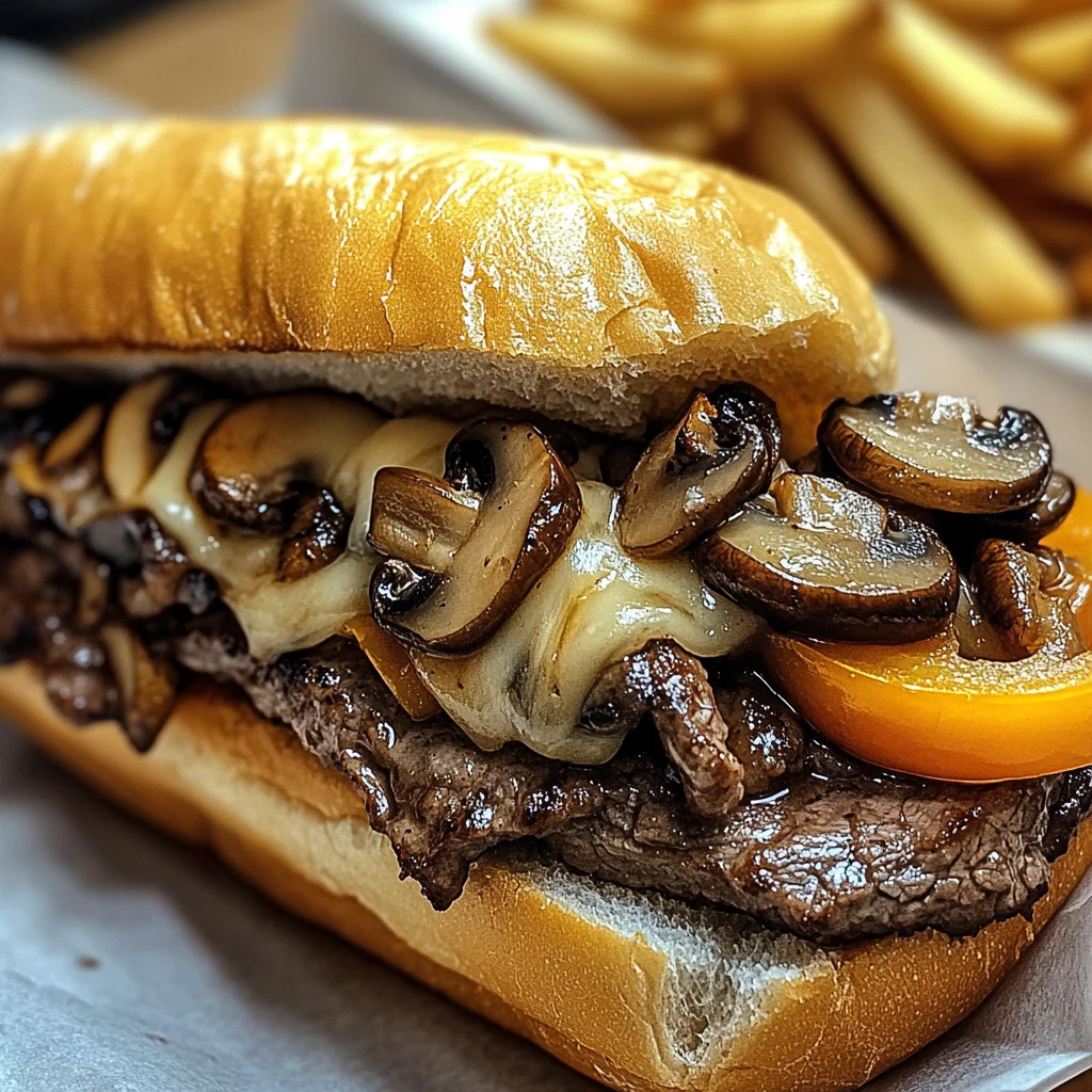 Philly Cheese Steak Sandwich with Mushrooms