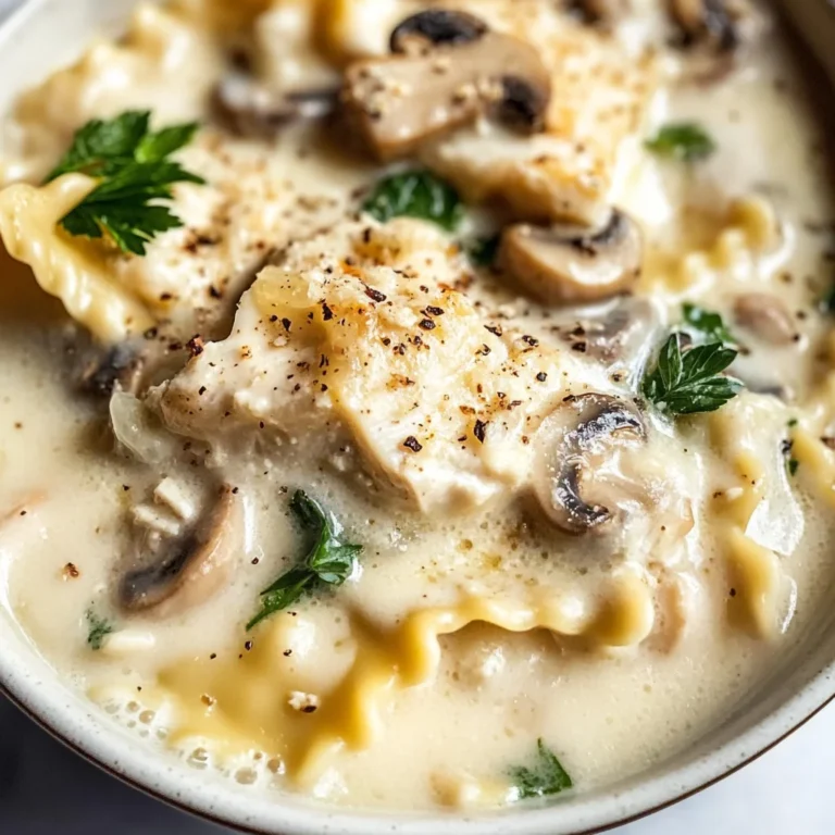 Roasted Garlic White Chicken Lasagna Soup