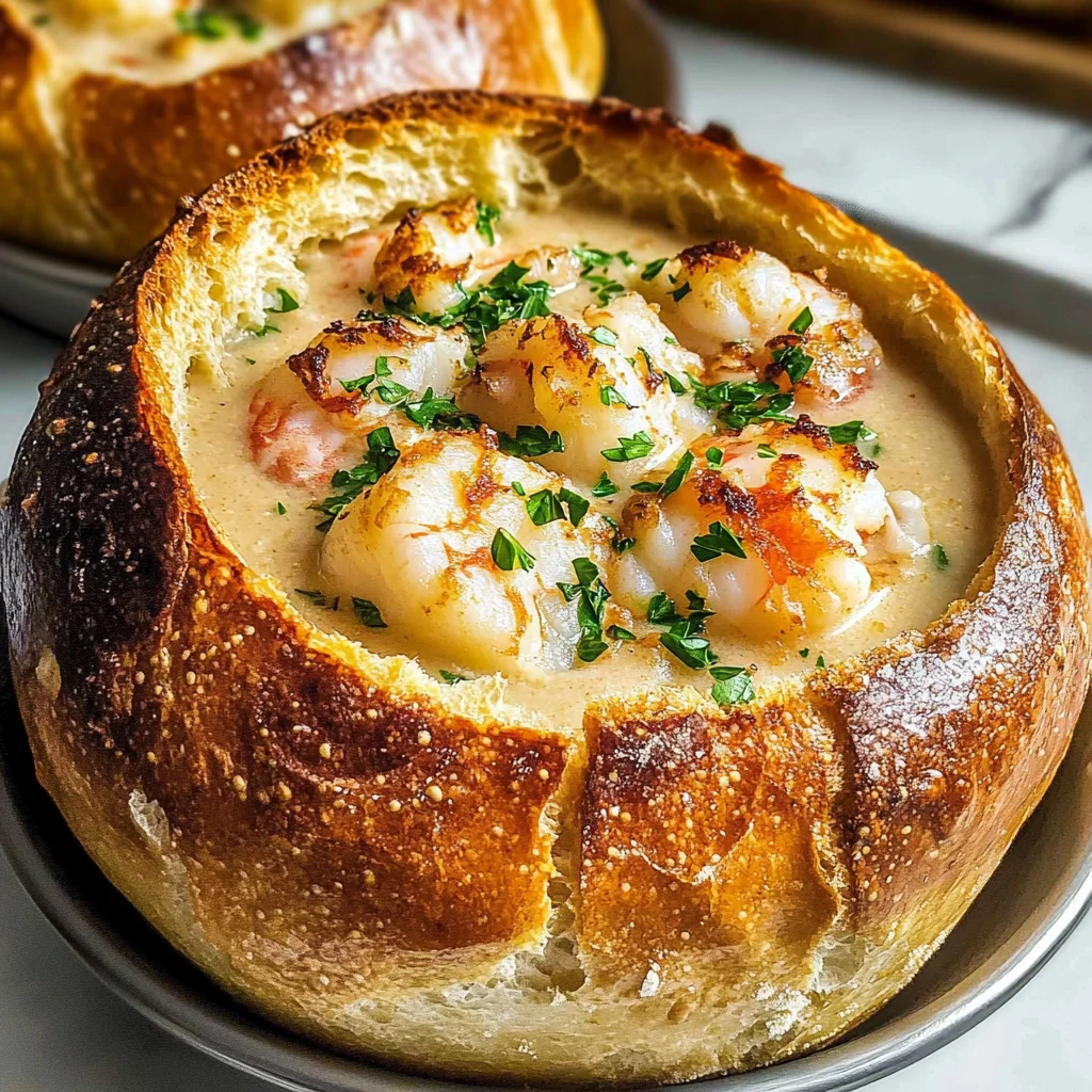 Stuffed Seafood Soup Bread Bowl