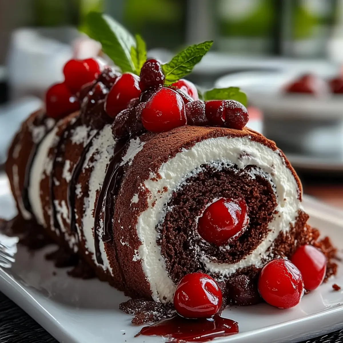 Elegant Black Forest Cake Roll