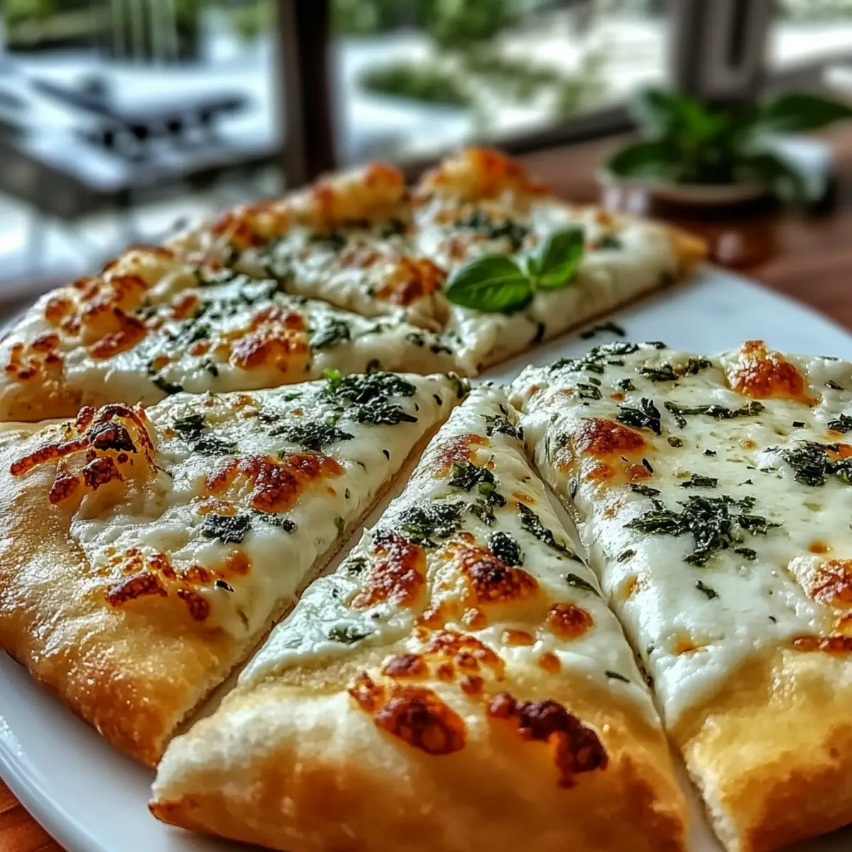 Cheesy Basil and Garlic Pizza