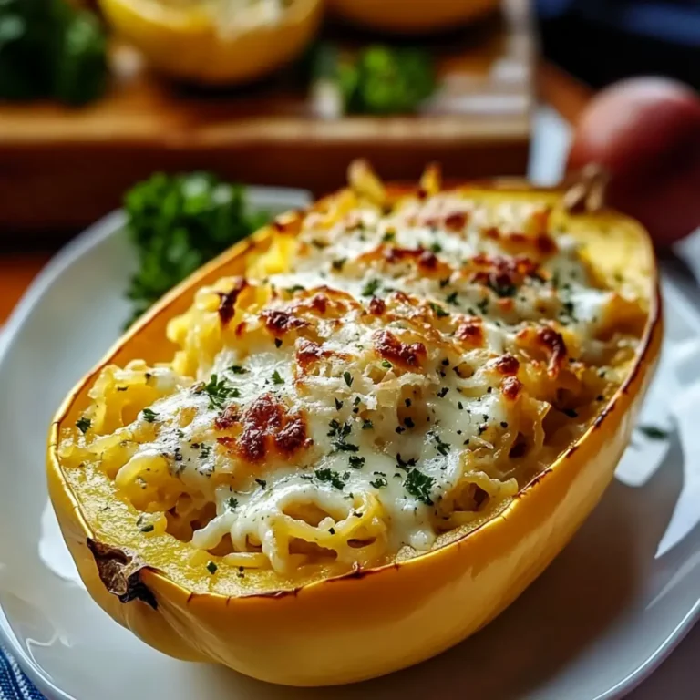 Roasted Spaghetti Squash With Alfredo Sauce and Cheese
