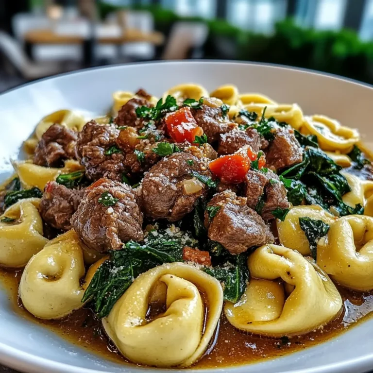 Savory Garlic Butter Beef and Spinach Tortellini