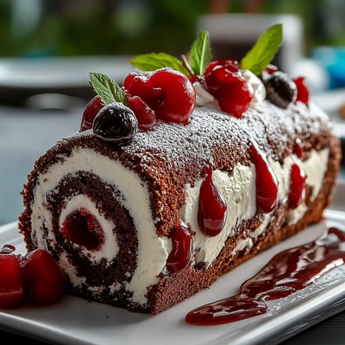 Elegant Black Forest Cake Roll