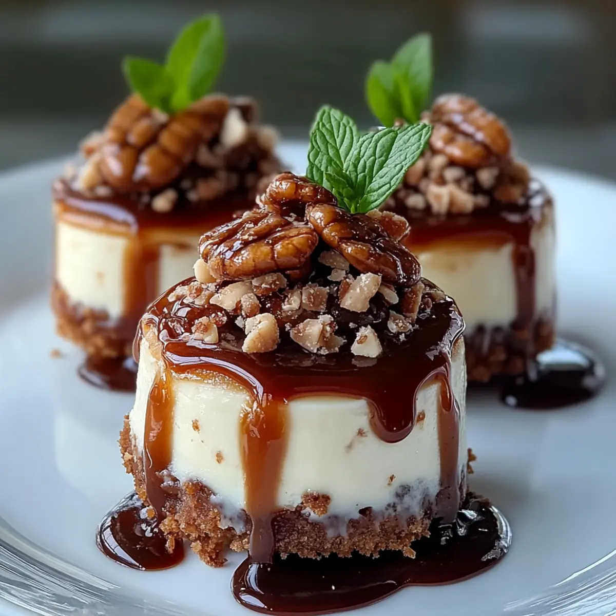 No Bake Turtle Mini Cheesecake