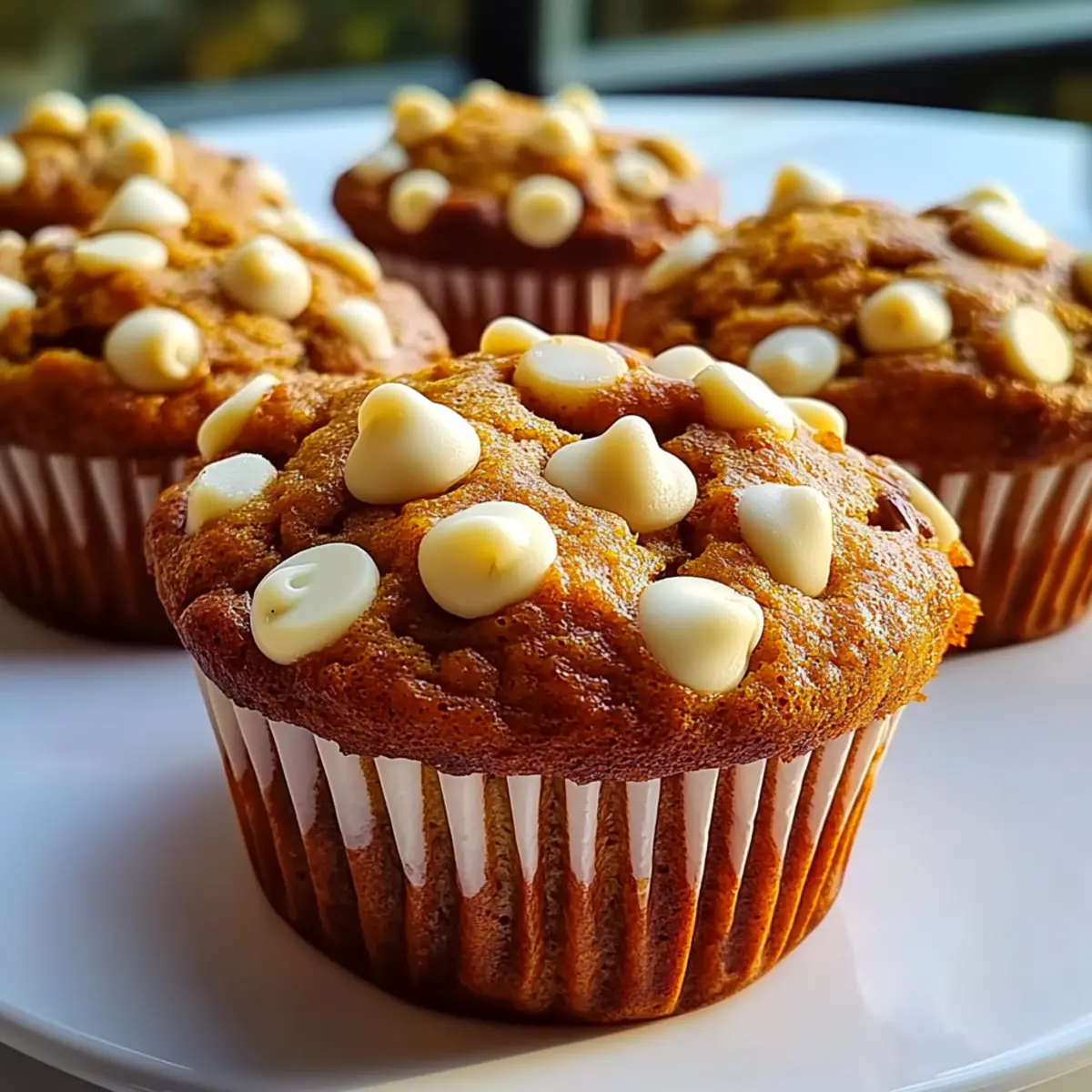 Moist Pumpkin White Chocolate Chip Muffins