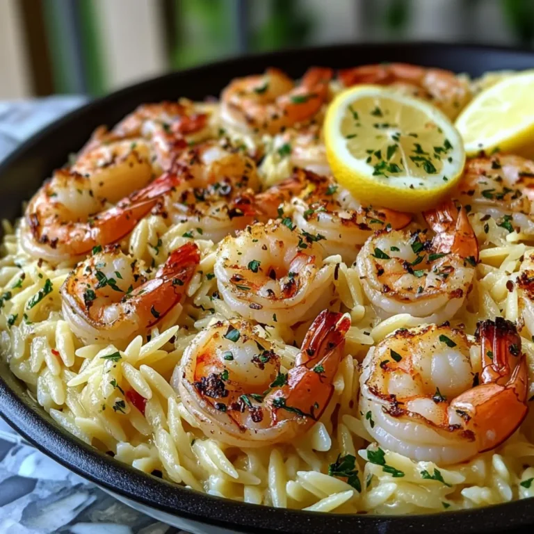 Lemon Garlic Shrimp Orzo