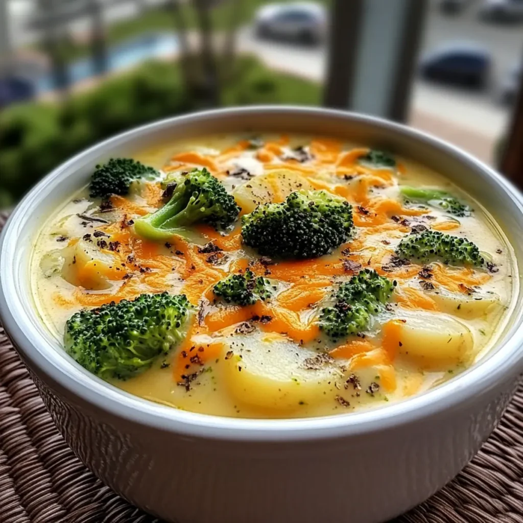 Creamy Crockpot Cheesy Potato Broccoli Soup