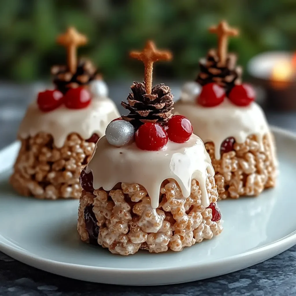 No-Bake Rice Krispie Christmas Puddings