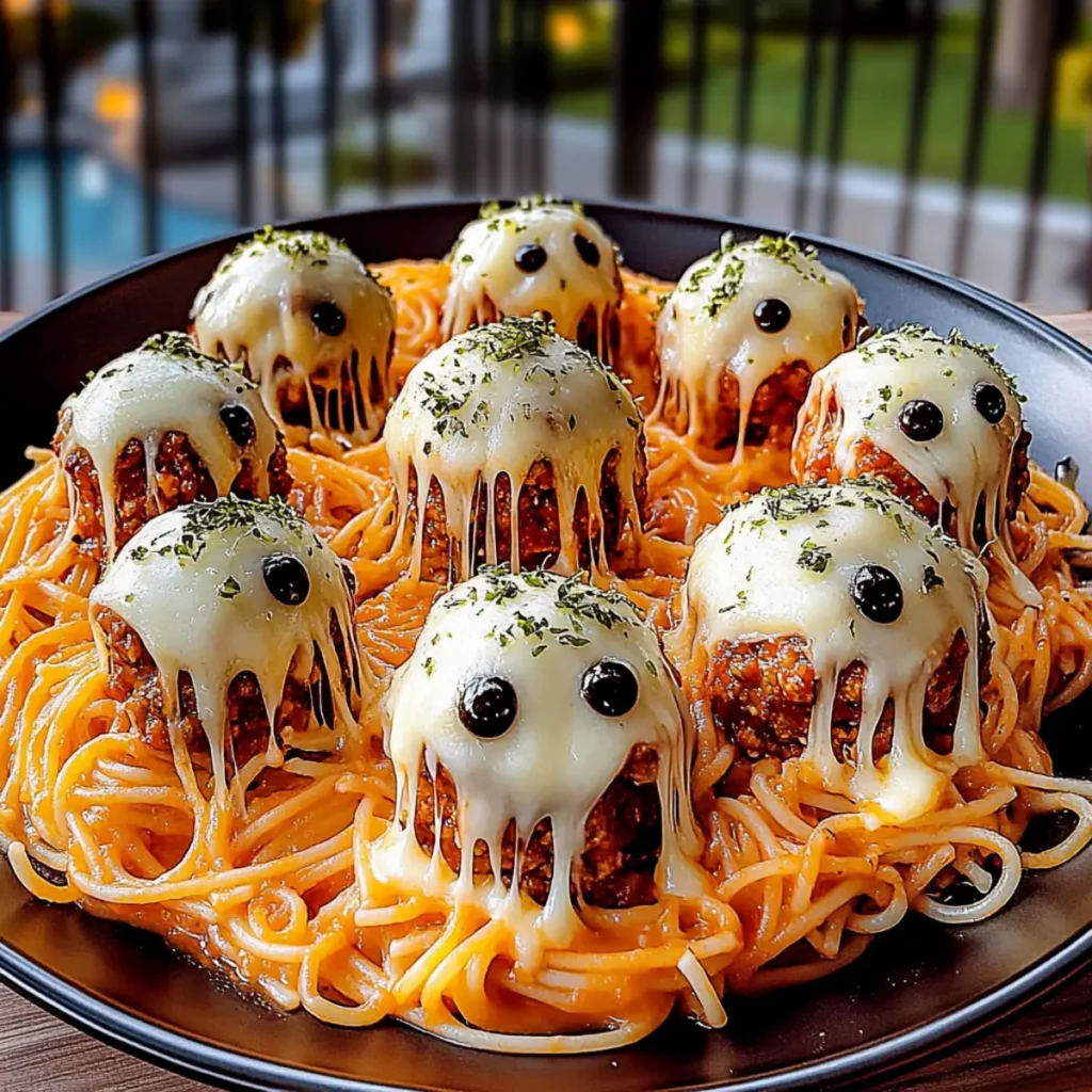 Spooky Spaghetti & Cheesy Monster Meatballs
