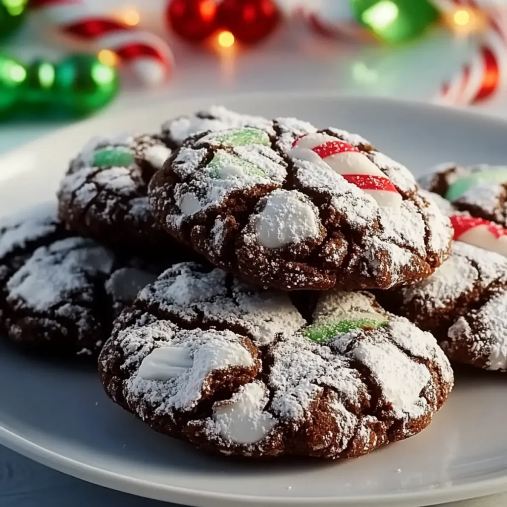 Holiday Chocolate Peppermint Crinkle Cookies