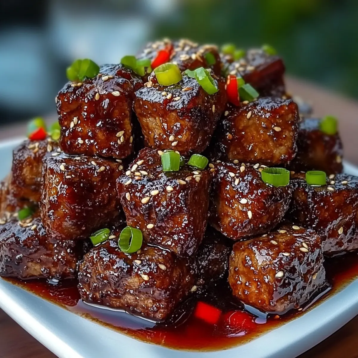Sweet and Sticky Steak Bites