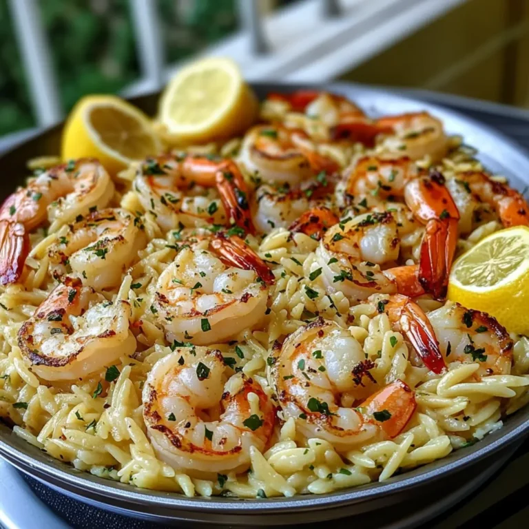 Lemon Garlic Shrimp Orzo
