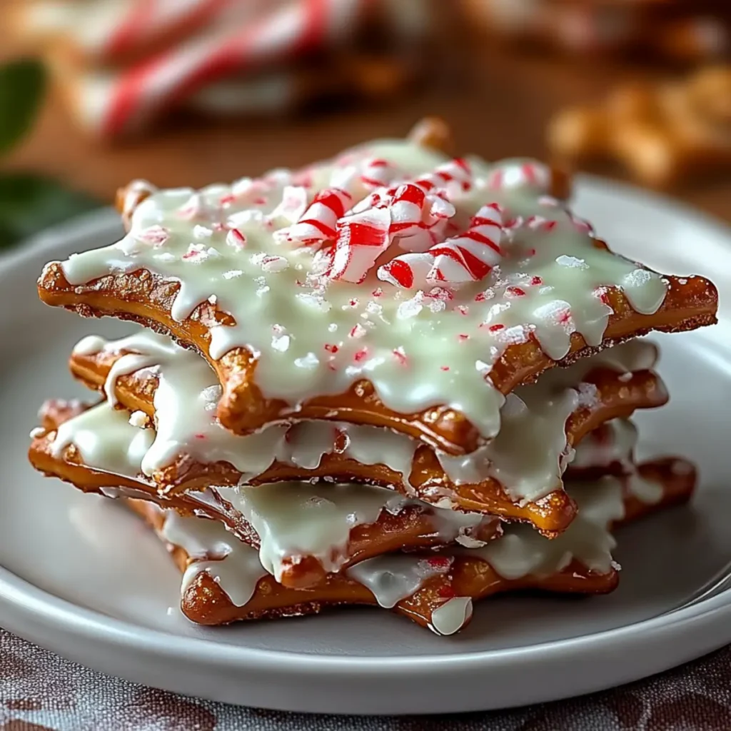 Easy White Chocolate Peppermint Pretzel Crisps