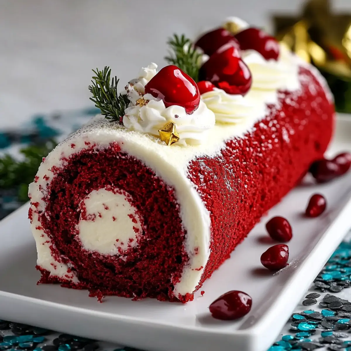 Christmas Red Velvet Cake Roll