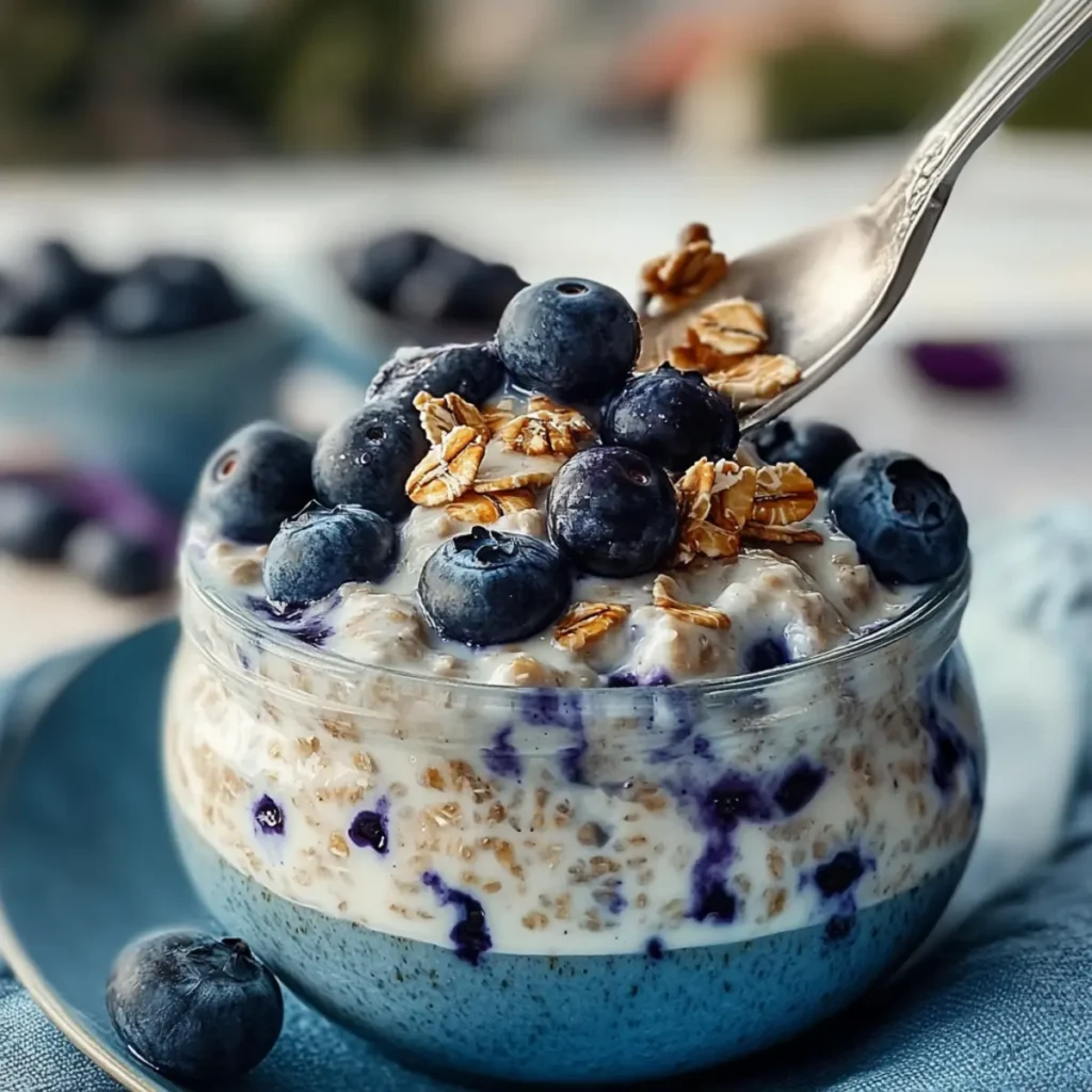 Blueberry Overnight Oats With Yogurt