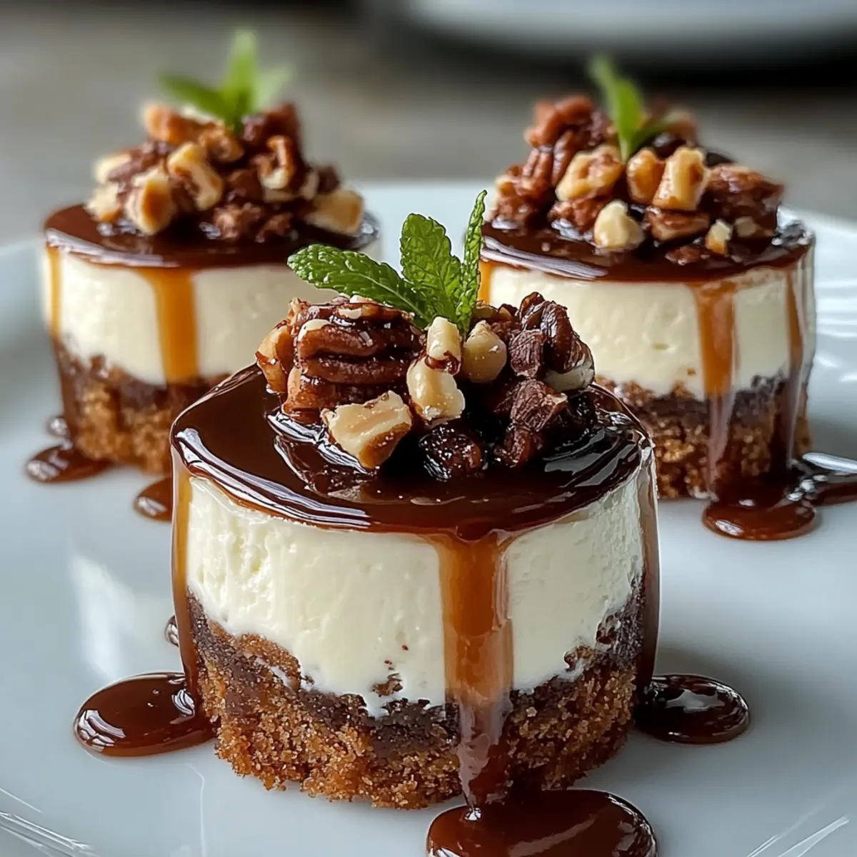 No Bake Turtle Mini Cheesecake