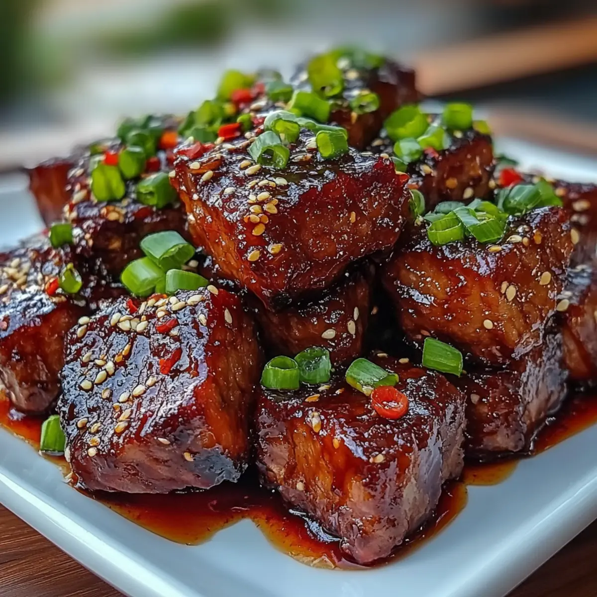Sweet and Sticky Steak Bites