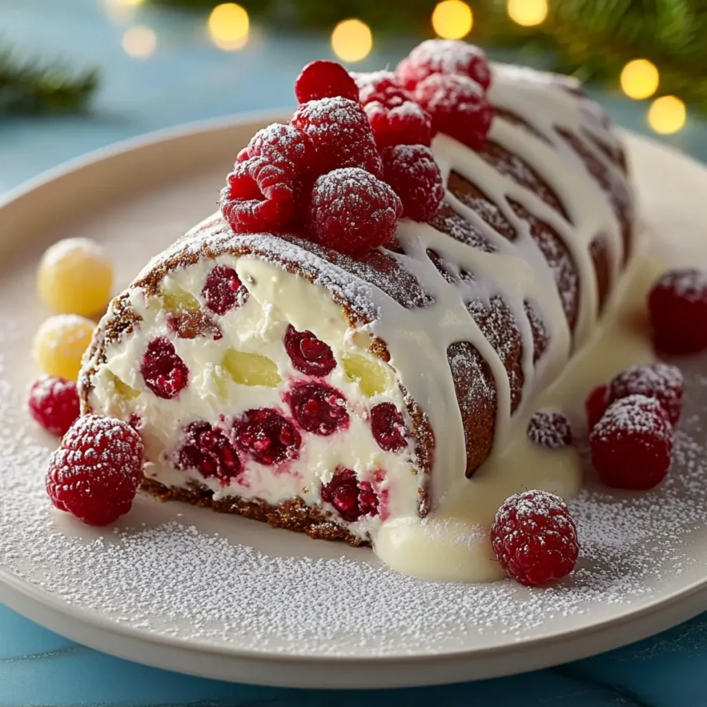 White Chocolate Raspberry Yule Log