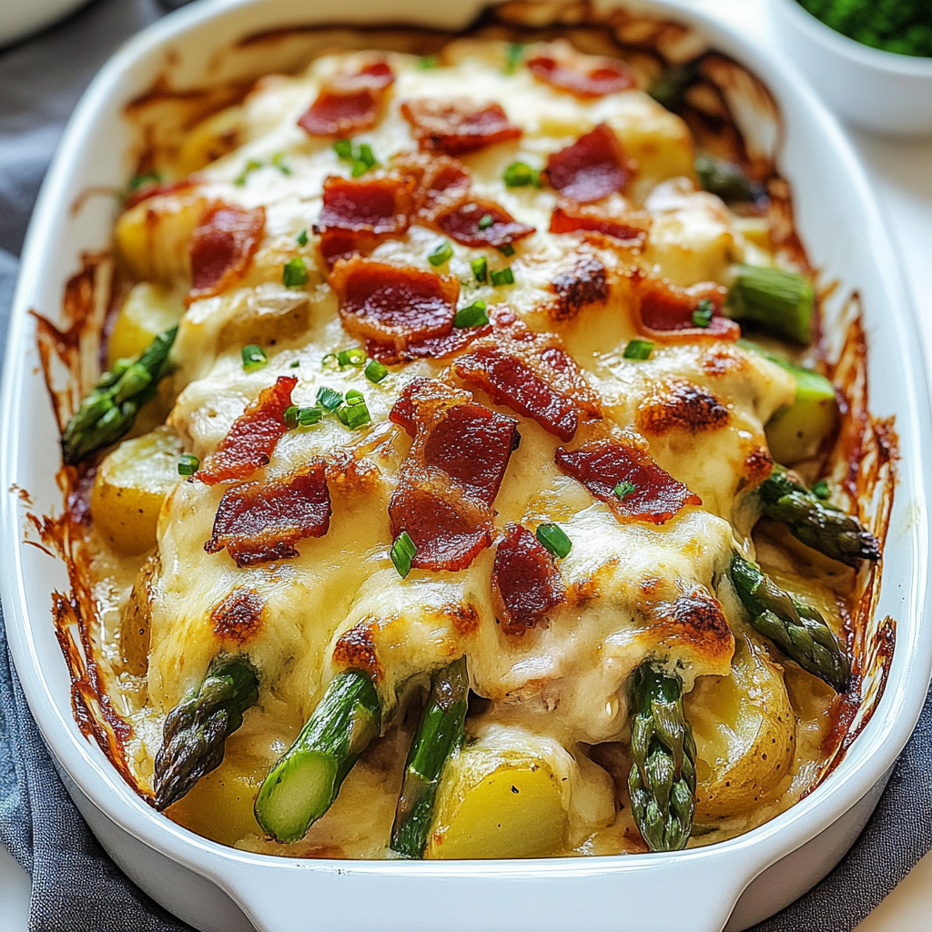 Irresistible Asparagus & Bacon Chicken Potato Casserole