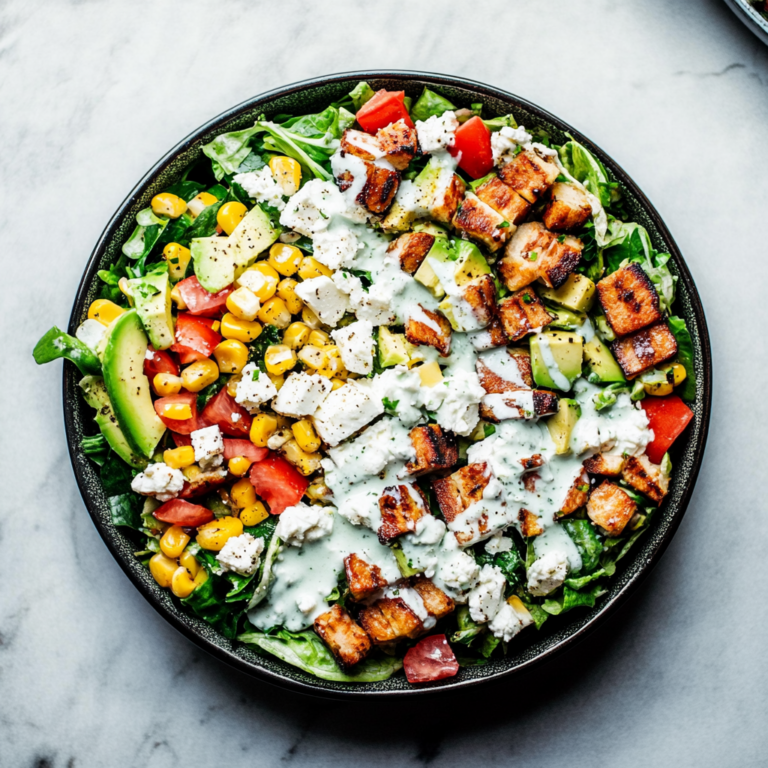 Delectable BLT Chopped Salad with Corn, Feta + Avocado