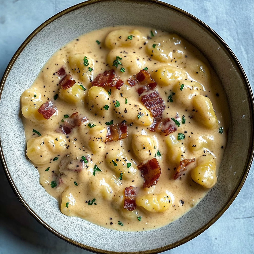 Indulge in Easy Creamy Brie and Bacon Gnocchi Recipe