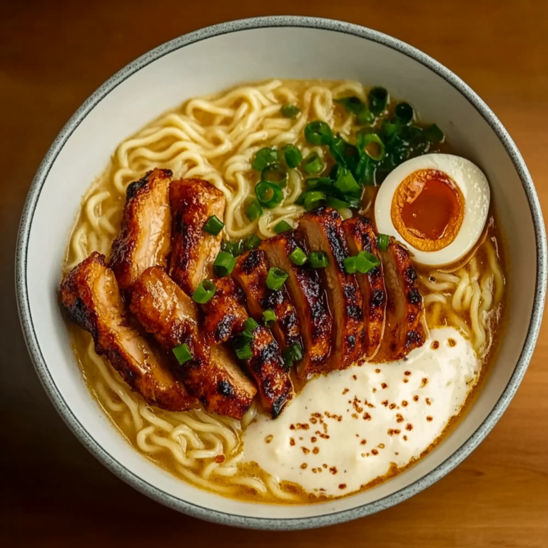 Irresistible Fiery Chicken Ramen with Creamy Garlic Sauce