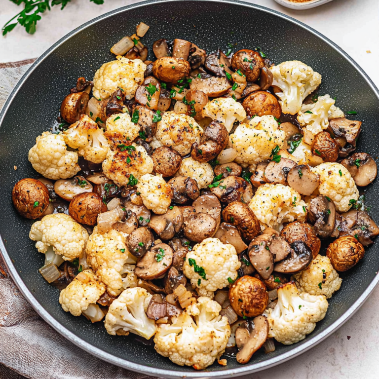 Quick & Delicious Garlic Cauliflower Mushroom Skillet