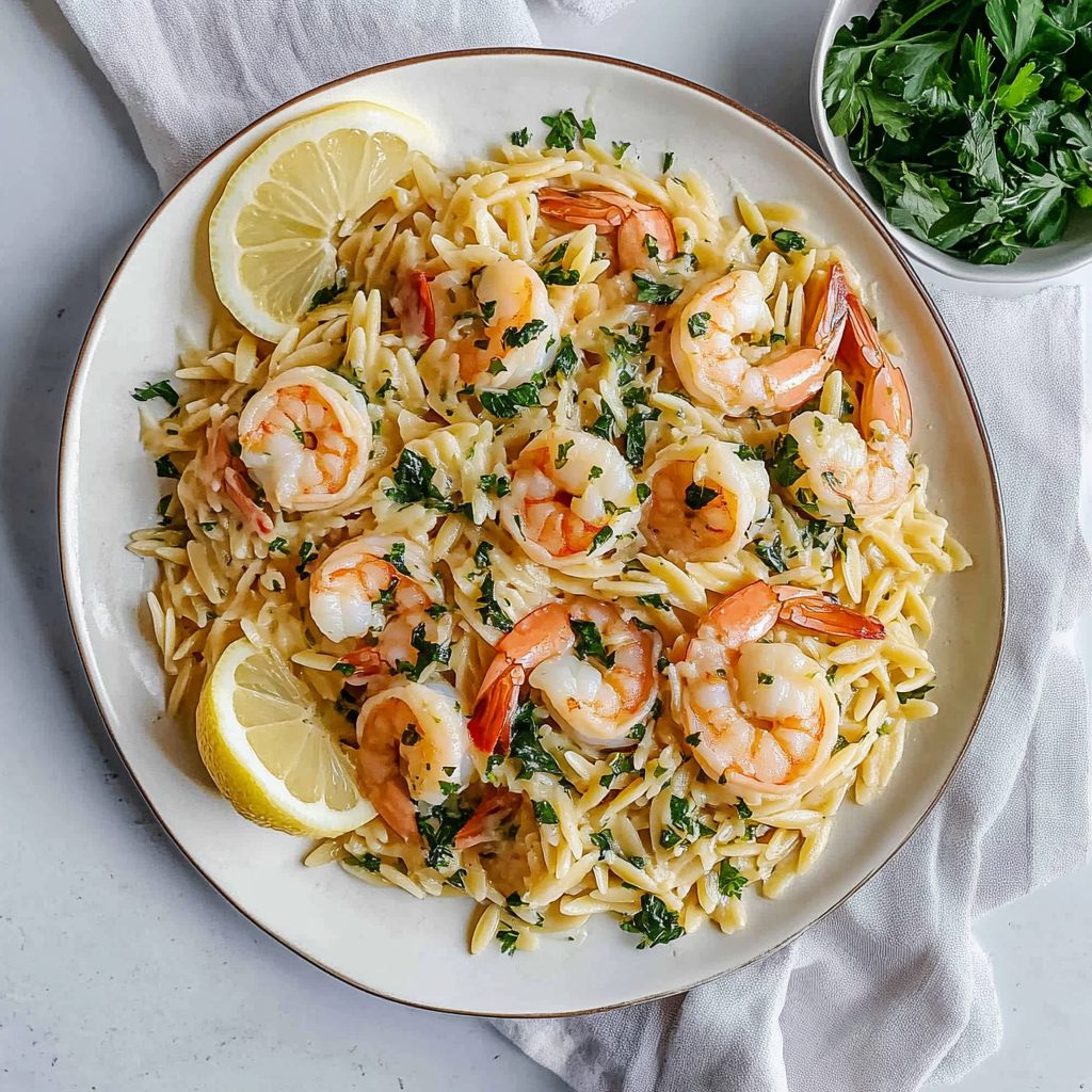 Zesty Shrimp Orzo In Lemon Garlic Sauce – Quick & Delicious