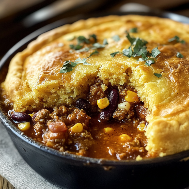 Irresistible Skillet Chili Cornbread Pot Pie Recipe