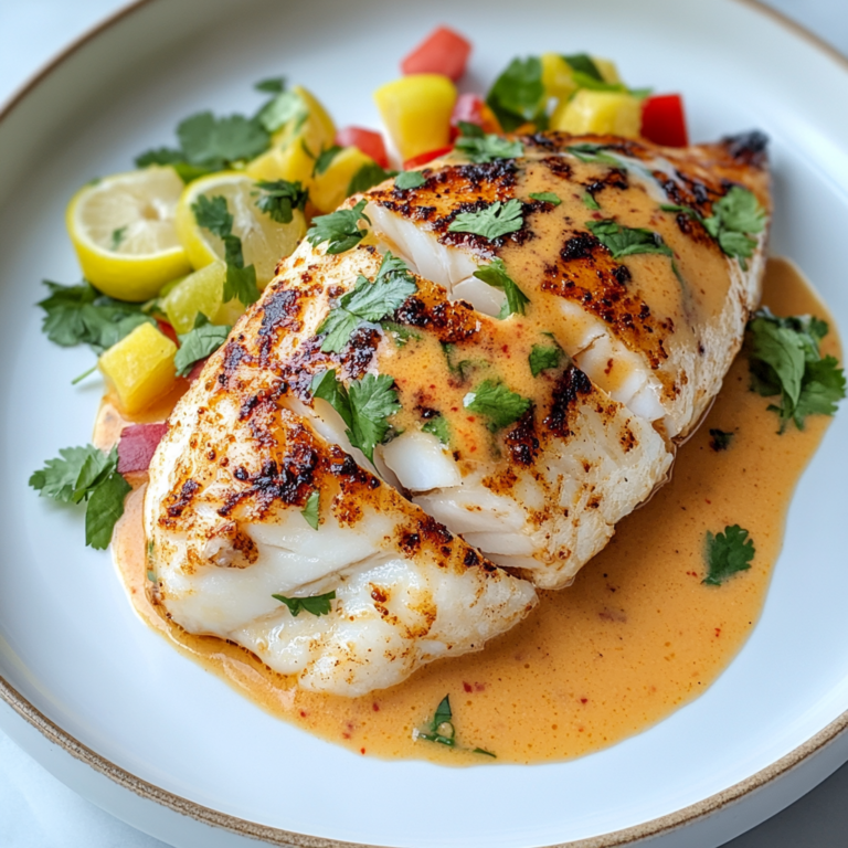 Tropical Grouper with Spicy Coconut-Ginger Sauce Delight