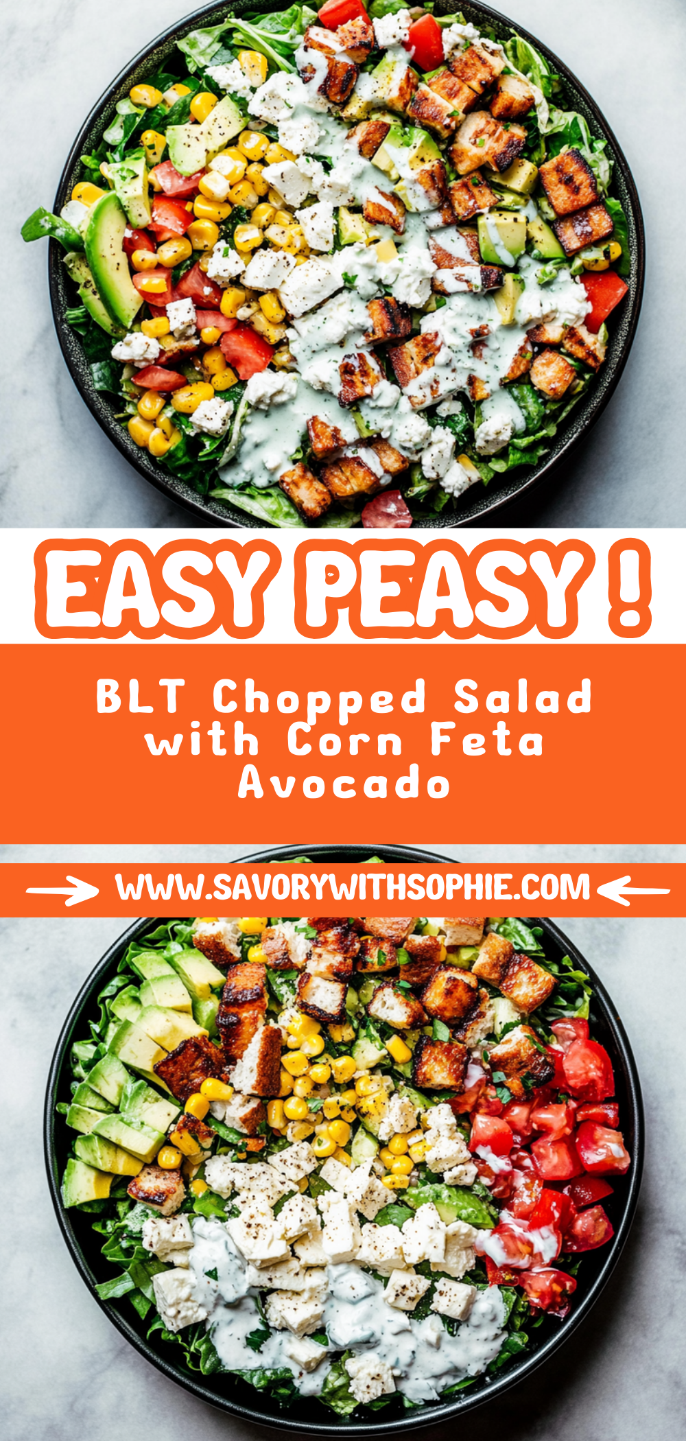 BLT Chopped Salad with Corn, Feta + Avocado