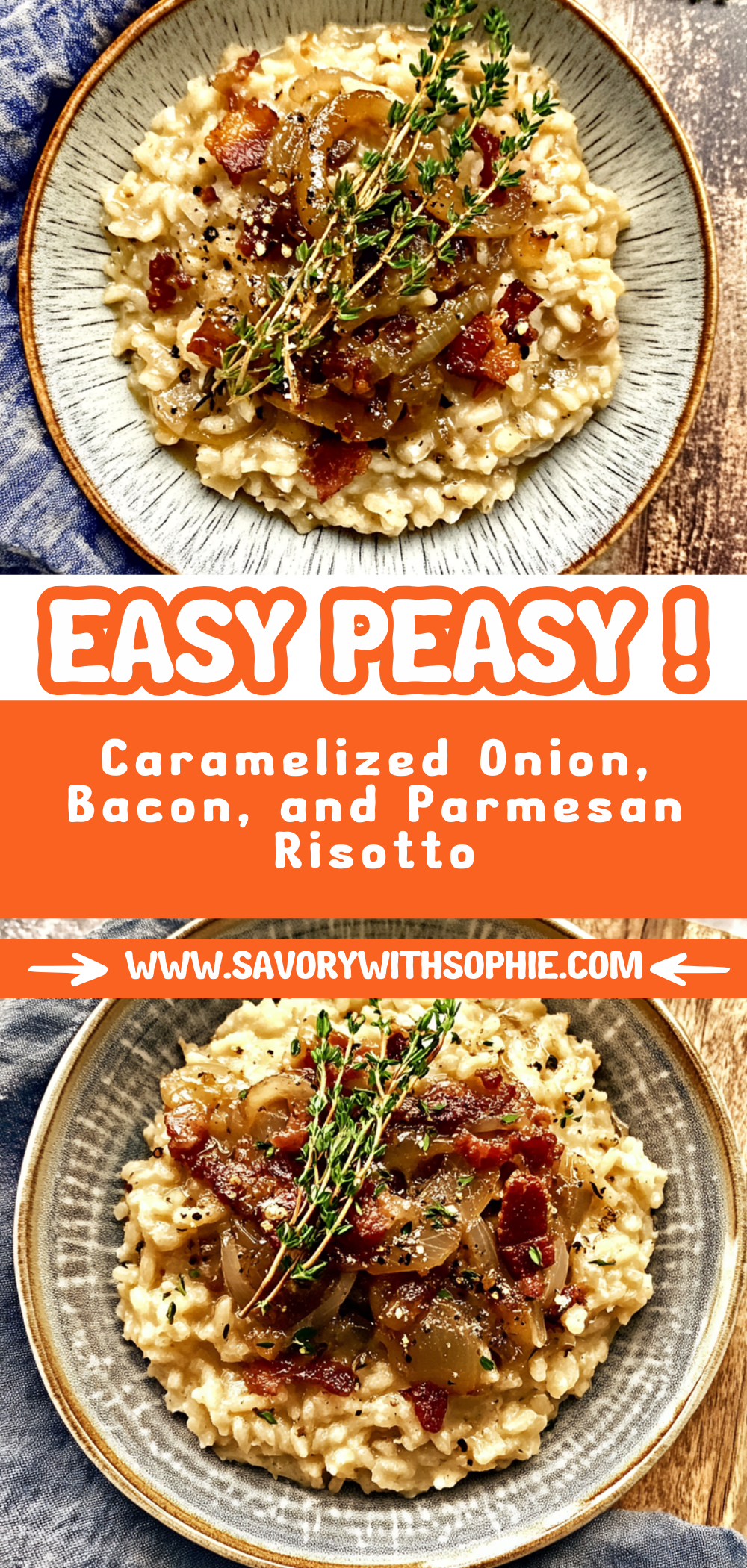Caramelized Onion, Bacon, and Parmesan Risotto