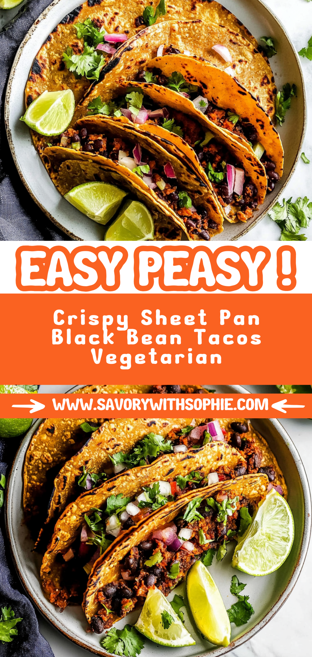 Crispy Sheet Pan Black Bean Tacos (Vegetarian)