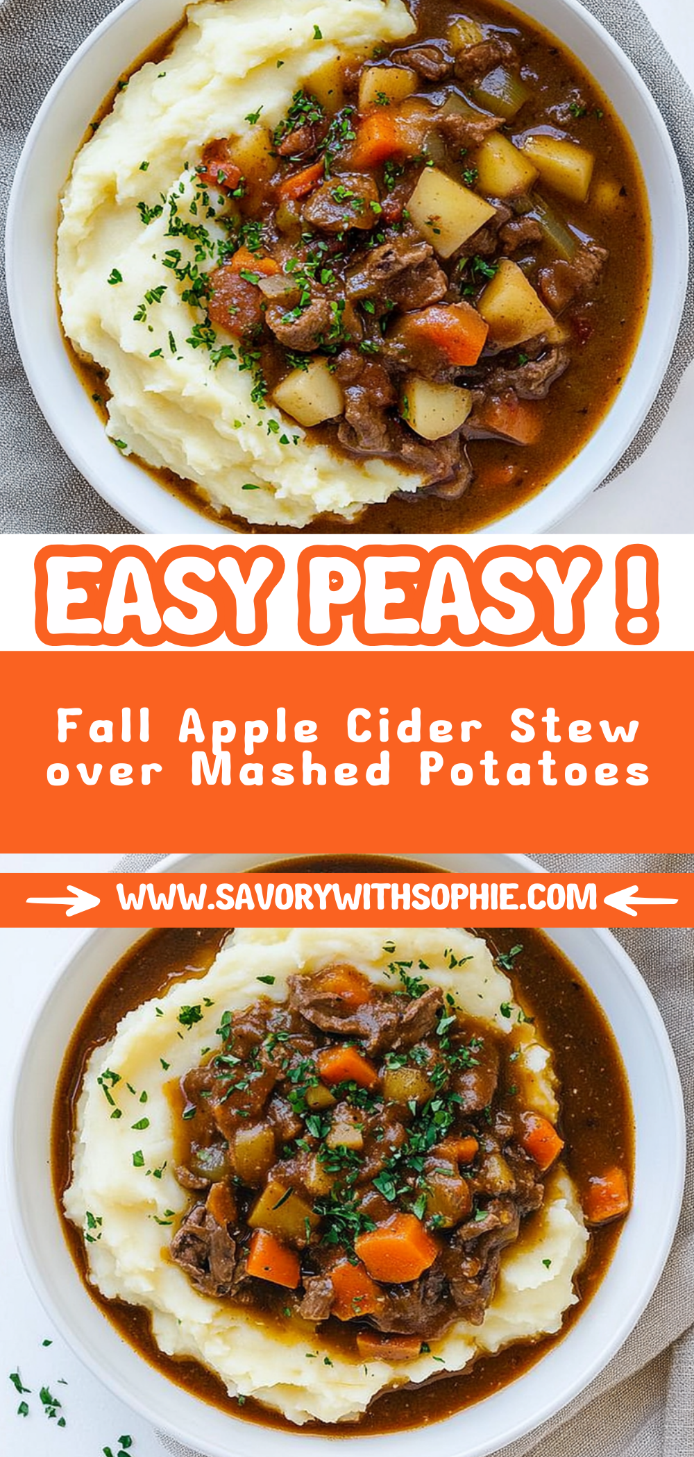 Fall Apple Cider Stew over Mashed Potatoes