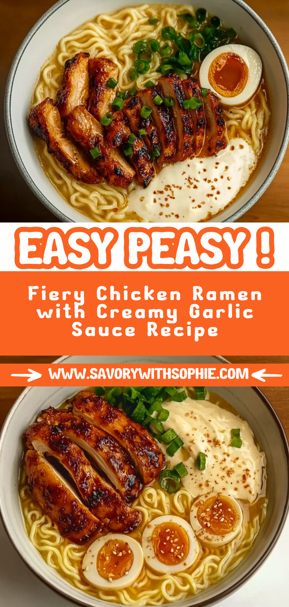 Fiery Chicken Ramen with Creamy Garlic Sauce Recipe