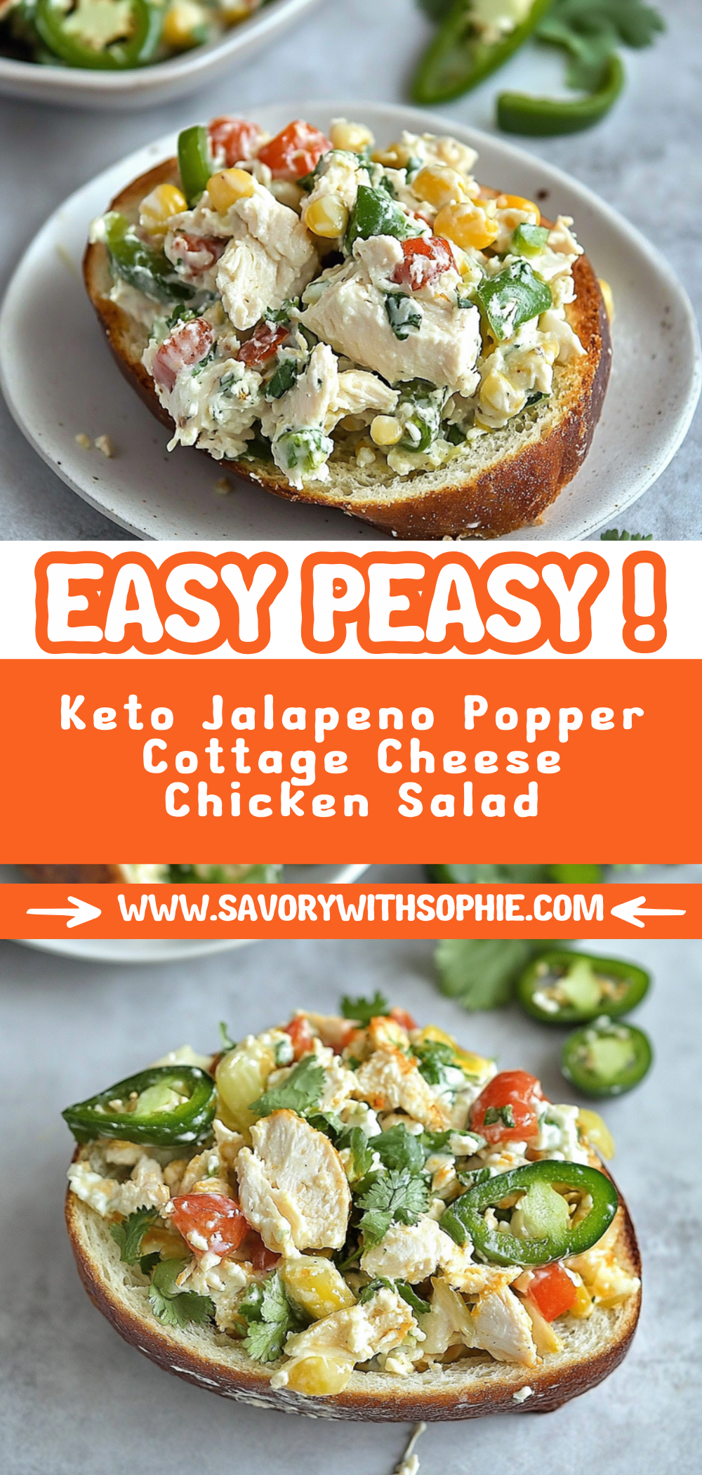 Keto Jalapeno Popper Cottage Cheese Chicken Salad