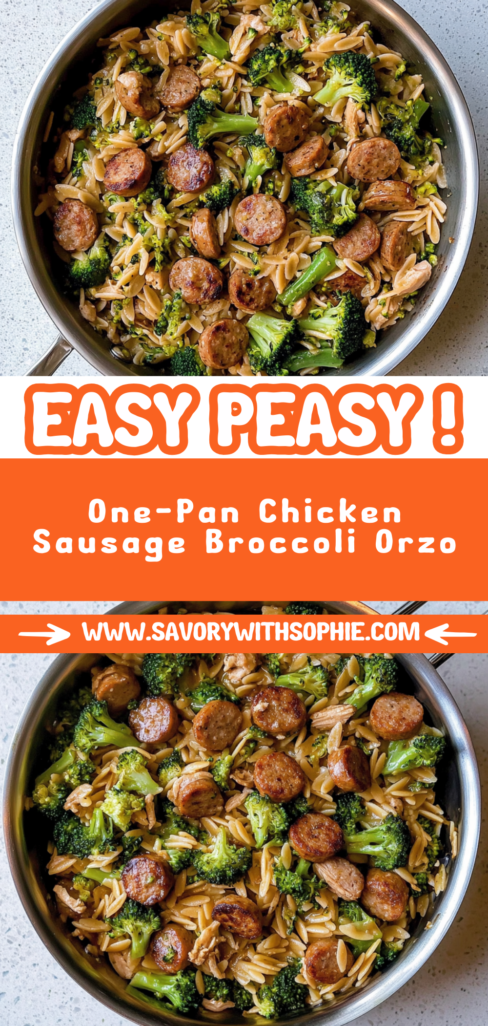 One-Pan Chicken Sausage Broccoli Orzo