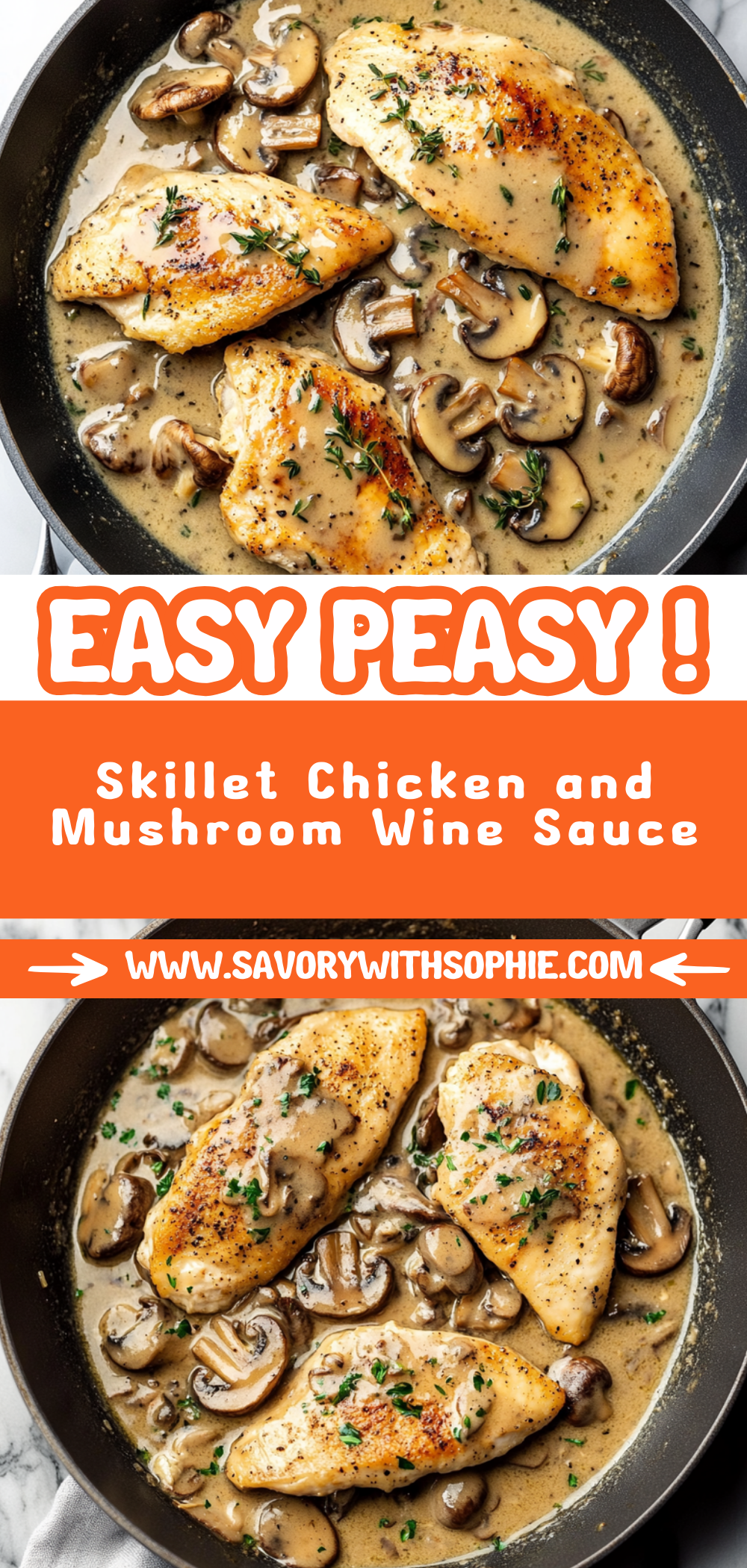 Skillet Chicken and Mushroom Wine Sauce