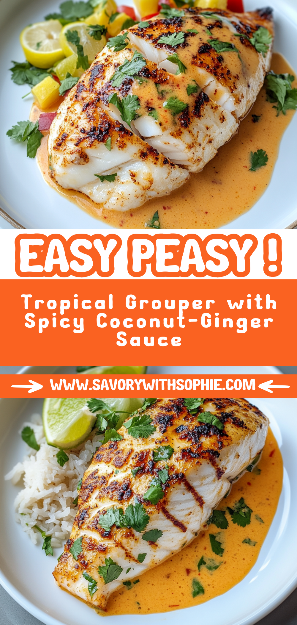 Tropical Grouper with Spicy Coconut-Ginger Sauce