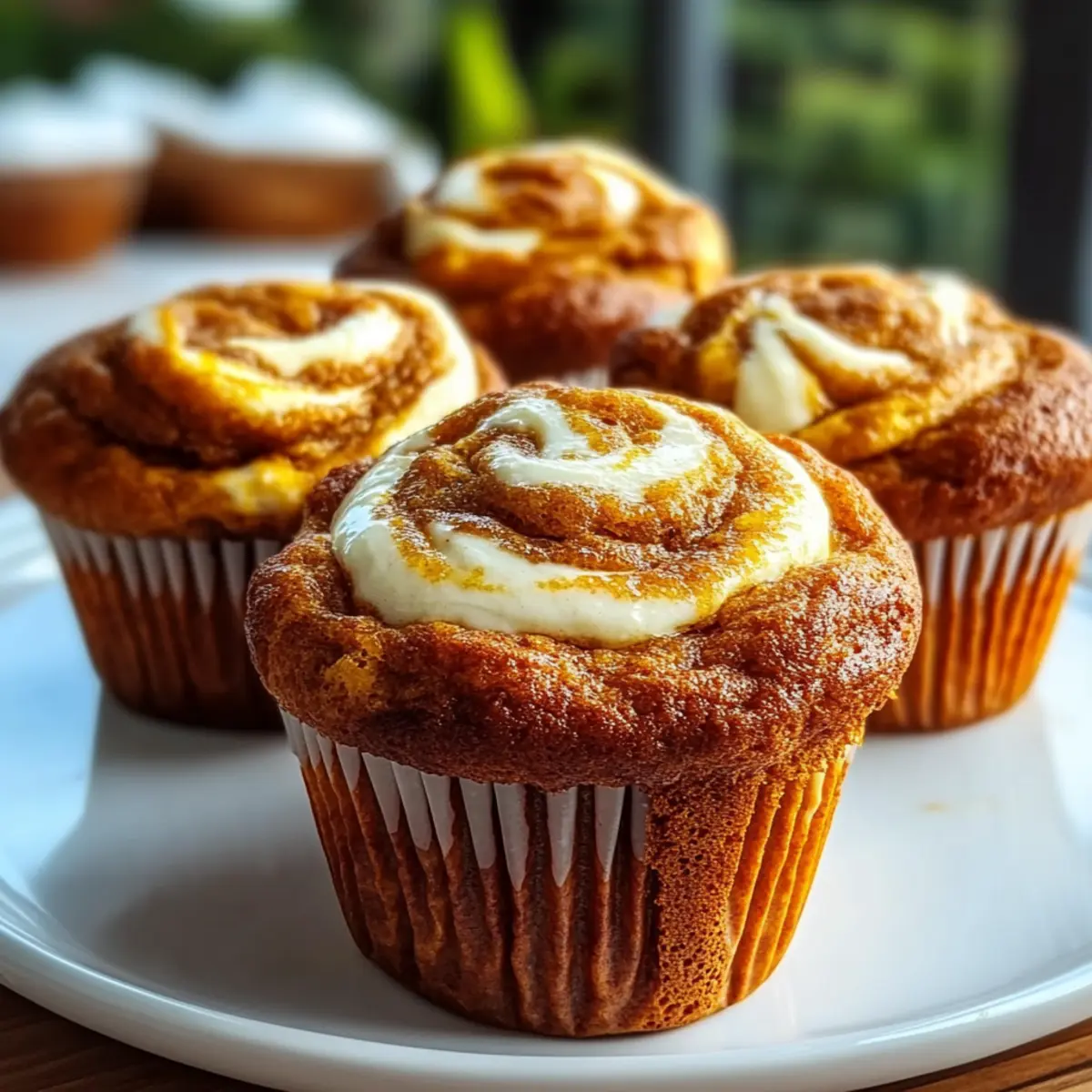 Fluffy Pumpkin Cream Cheese Swirl Muffins