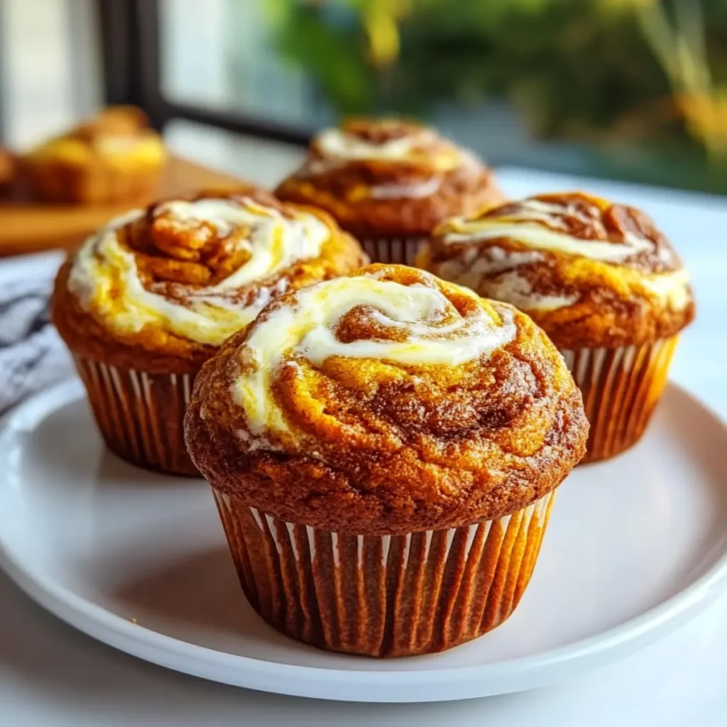 Fluffy Pumpkin Cream Cheese Swirl Muffins