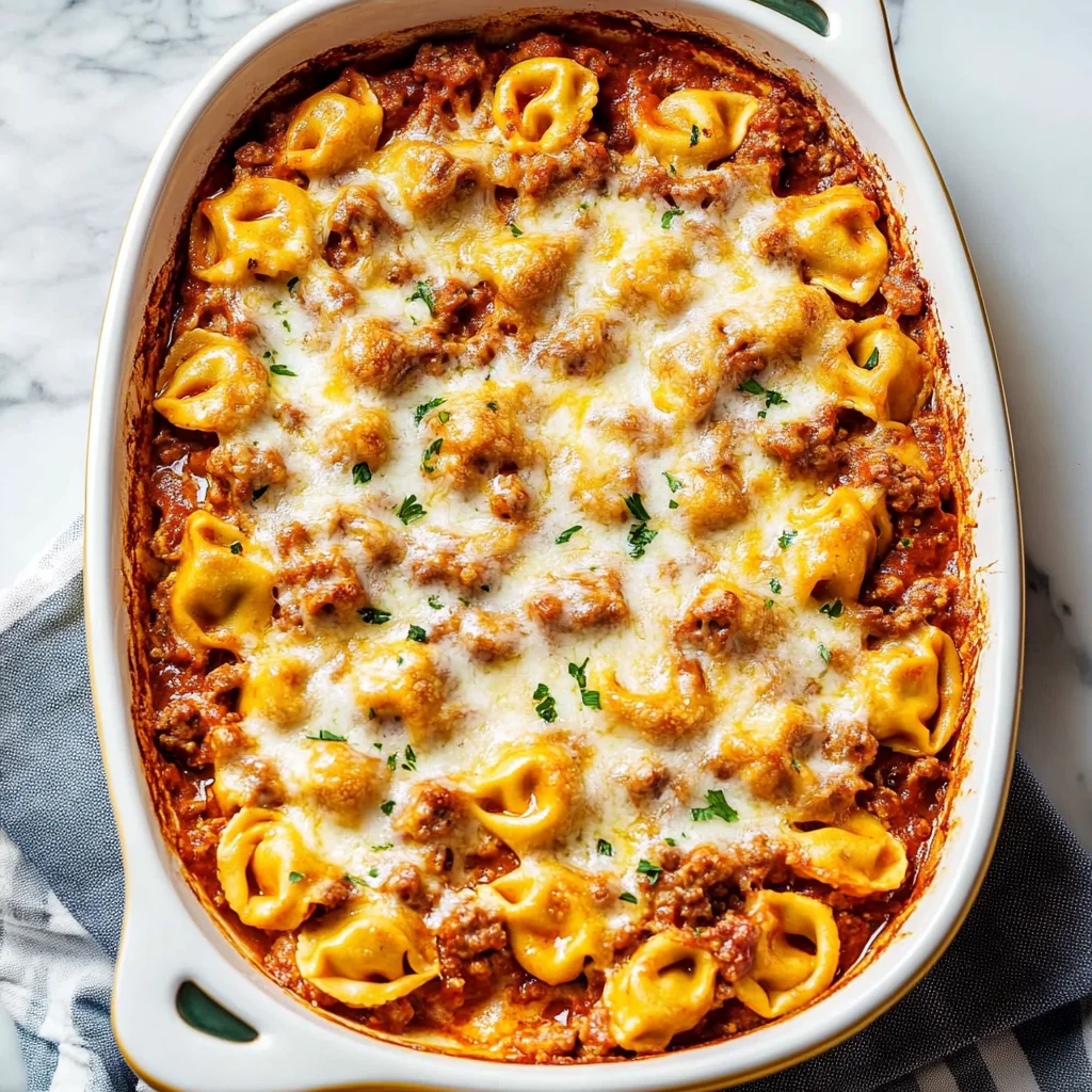 Cheesy Baked Tortellini Casserole With Meat Sauce: Comfor…