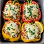 Baked Greek Stuffed Peppers with Chicken