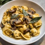 Cheese Tortellini with Butter, Mushrooms, and Crispy Sage