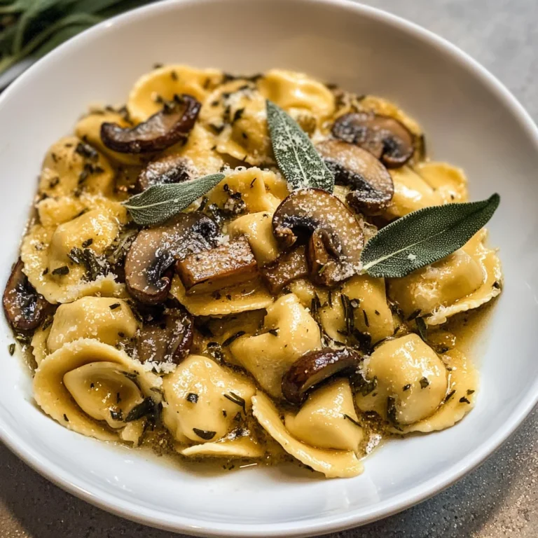 Cheese Tortellini with Butter, Mushrooms, and Crispy Sage